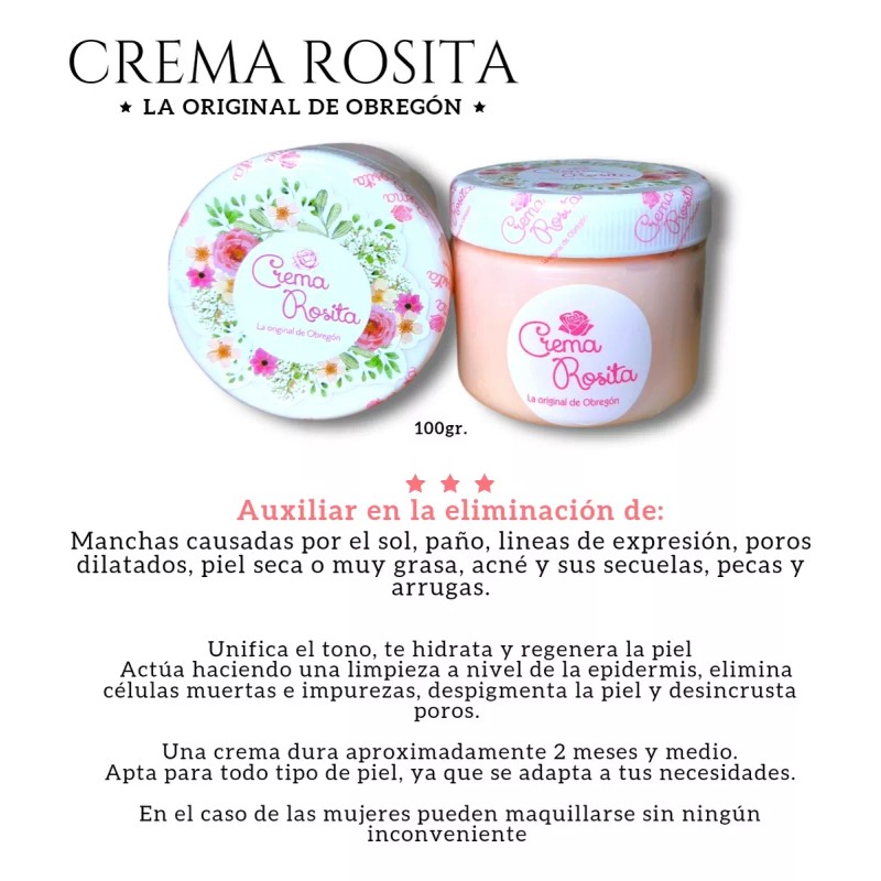 Crema Rosita De Obregón Y Serum Acido Hialurónico Colágeno