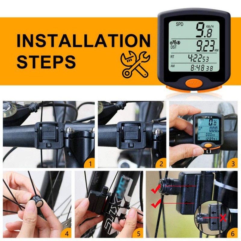 Bicycle Speedometer, MasoAuto Wireless LCD Digital Bike Odometer, Waterproof Cycling