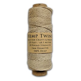 Hemptopia Hemp Twine Spool - 225 Feet of 1mm 100% Hemp Twine Natural Bead Cord in Your Choice of Color (Natural) - 20lb Test Strength - Perfect for Jewelry Making and Arts and Crafts