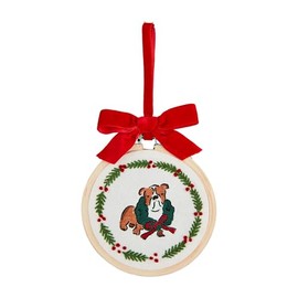 Mud Pie Pet Hoop Ornament, Bulldog, 3 3/4" Dia
