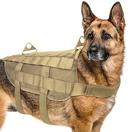Mascretta K9 Pechera tactica para Perro. Arnés para perros estilo táctico militar compatible con Bolsos para accesorios. Chaleco de entrenamiento para perros. Disponible en tallas: M, L Y XL (Khaki, L)