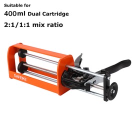 DAFEIKE Epoxy Gun Dual Component Caulking Gun Manual Double Cartridge Caulk Gun Panel Bond Adhesive Applicator for 400 ml/13.5 fl oz Mix Ratio 1:1 and 2:1, Orange