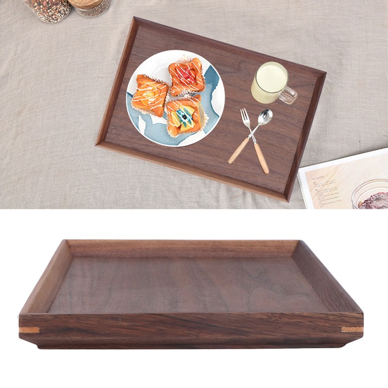 Walnut Wooden Tray Rectangle Serving Tray Tenon Structure Chinese For
