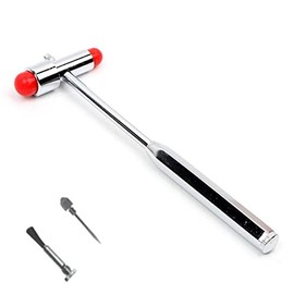 Comdent Babinsky Buck Hammer, Neurological Reflex Hammer 7" Diagnostic Examination, with Pin & Brush, Stainless steel (Red)
