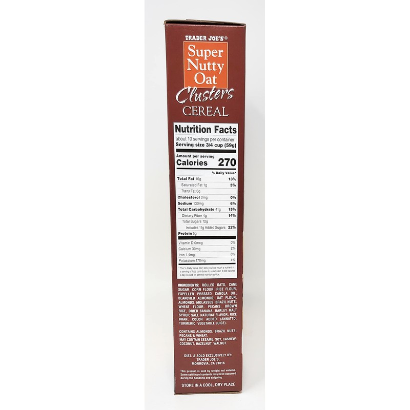 Trader Joe's Super Nutty Oat Clusters Cereal Net Wt. 20