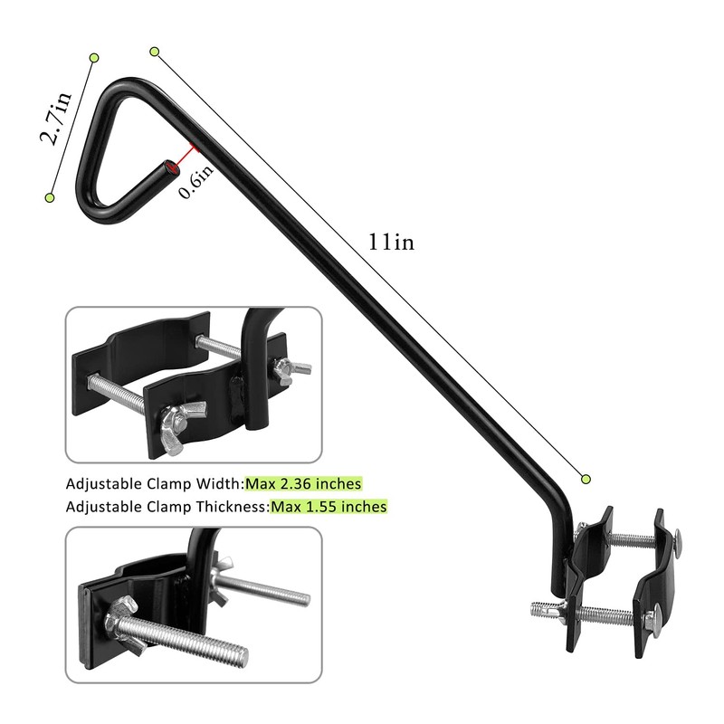 2 Packs 11 Inch Fence Deck Hook Rail Hanging Mounting