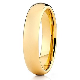 Silly Kings 5mm Yellow Gold Tungsten Carbide Wedding Ring Comfort Fit Band Men & Women 10