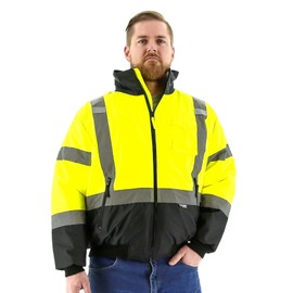 Majestic 75-1313/X3 High Visibility Waterproof Jacket with Quilted Liner, Yellow/Black, 3X-Large