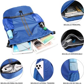 Mochila Deportiva Impermeable con Compartimento para Zapatos y Cordón - Unisex