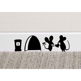 Mouse Love Heart Wall Art Sticker | Cute Mouse Vinyl Decal Sticker | Funny Mouse Hole in The Wall Home Skirting Board Sticker | Mice Home Sticker for Wall, Skirting Board, Bedroom, Kid's Room
