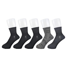 SOXCLUB Men's Business Socks, Ultra Thin, Barefoot Feel, Set of 5 Pairs | Ultra Fine Cotton Yarn, Prevents Stuffiness, Comfort Fit, 3 Black, 1 Black Heather, 1 Charcoal, 25.0-27.0 cm