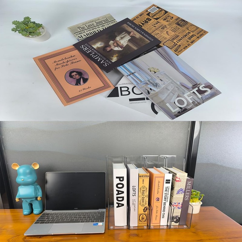 RHONZHAO Vertical File Holder, 4 pack Clear Plastic Document Organizer