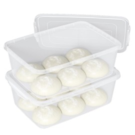 Asking 16 L Plastic Pizza Dough Proofing Box Container with Lid, 2 Pack