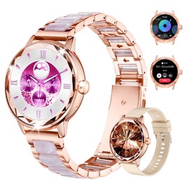 Homailida Smart Watch for Women with Make/Answer Call, 1.2" Adjustable Fitness Watch with Heart Rate Sleep Monitor Female Cycle and 100+ Sports Modes for iOS Android Rose Gold