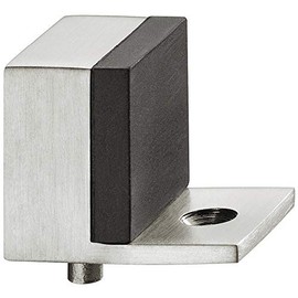 Gedotec Floor Door Buffer Stainless Steel Matt Door Stopper Square – H8046 | Stopper with Pin | Rubber Buffer Black 5 mm | Door Stop Buffer with Depth: 32 mm | 1 Piece - Stop Buffer Silver for