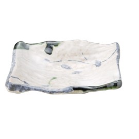 Santoku Banko Ware Square Plate, Tsuta Oribe No. 6 15600