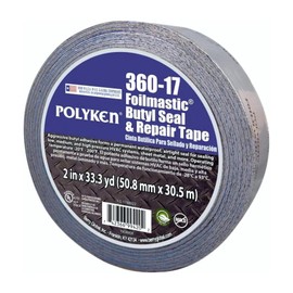 Nashua 360-17/SI2100 Polyken 360-17 Heavy Duty Foil/Butyl Rubber Tape, 17 mil Thick, 100' Length x 2" Width, Aluminum, Silver