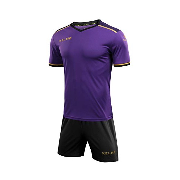 Kelme S/S Football Kit Set, Men, Purple/Black, 2XL