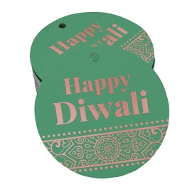 Inkdotpot Rose Gold Foil Paper Hang Tags Happy Diwali Favor Tags 50 Pieces