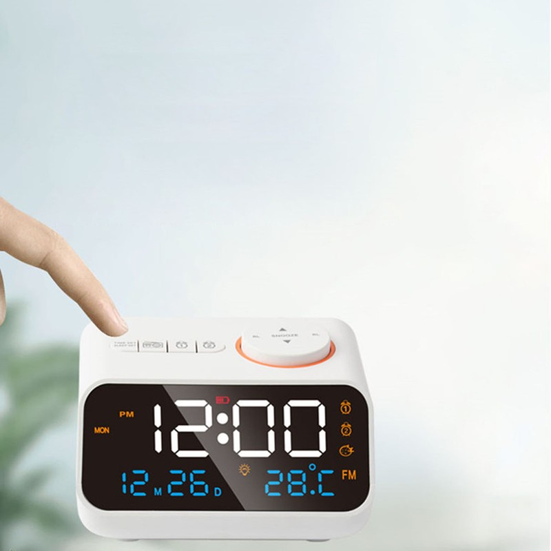 Alarm Clock Radio Multifunctional LED Music Timing Rechargeable FM Radio