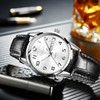 Men's Watch Black Leather Watch White Large Face Business Casual
