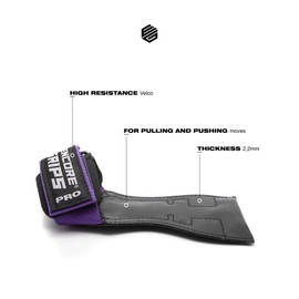 Encore Grips® Lifting Straps for Strength Training, Fitness, Bodybuilding, Weightlifting, Weight Training, with Wrist Hand Brace, Weights, Training Gloves, Grips Gym Equipment (Purple, M)
