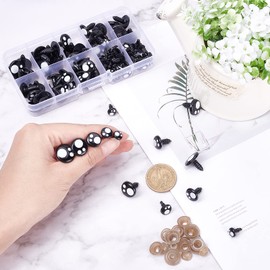 PH PandaHall 100 Pieces Plush Eyes Eyes Live Doll Eyes Handmade Eyes Plastic Eyes Animal Eye Craft Doll Making DIY Craft DIY Craft Parts Material Sewing Black 8mm 10mm 12mm 14mm 16mm