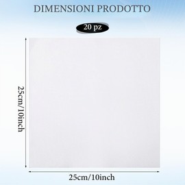 20 Pezzi Quadrati di Tessuto in Cotone Bianco Pretagliato, Pacchetti di Tessuto a Colori Solidi per Cucito e Creazioni Fai-da-te (25 × 25 cm)