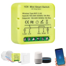 1 Stück smart life schalter, wlan lichtschalter smart, Bluetooth lichtschalter alexa - 16A, smart home lichtschalter, kompatibel mit Alexa, Google Home und Wandschalter, Sprachsteuerung, Timer