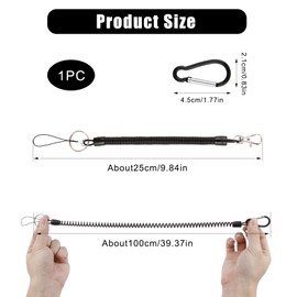 Stretchy Spiral Keyring, Fishing Lanyard, Retractable Safety Coiled Cord Lanyard with Lobster Clasp and Carabiner, Elastic Coiled Tool Lanyard for Hiking, Climbing, Securing Pliers Keys Equipment.