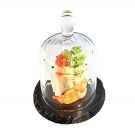 APS GH408 Slate Tray With Glass Cloche, 80 mm H
