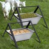 PKNYBZH 2 Pack Heavy-Duty Livestock Feeder Trough, Stainless Steel Goat