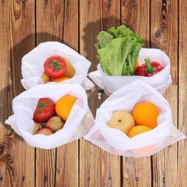 VERALY.MX Set 12pzs Bolsas Ecológicas Reutilizables Malla Lavables Para Guardar Fruta Verduras Super