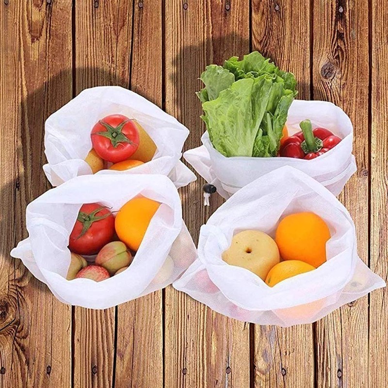 VERALY.MX Set 12pzs Bolsas Ecológicas Reutilizables Malla Lavables Para Guardar