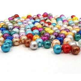 1500 x Cultured Pearls Imitation Pearls Mother of Pearl Wax Beads 4 mm Mixed Colour Faux Pearls for Wedding Party Decoration Jewellery Crafts Wax Beads