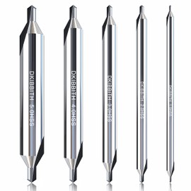 DKIBBITH 5pc Long Center Drill Bit Set, M2 HSS 60-Degree Angle 4'' Overall Length Center Drill Bits Kit, Countersink Tools for Metalworking Lathe Milling and Countersinking, Size 1.0 2.0 3.0 4.0 5.0