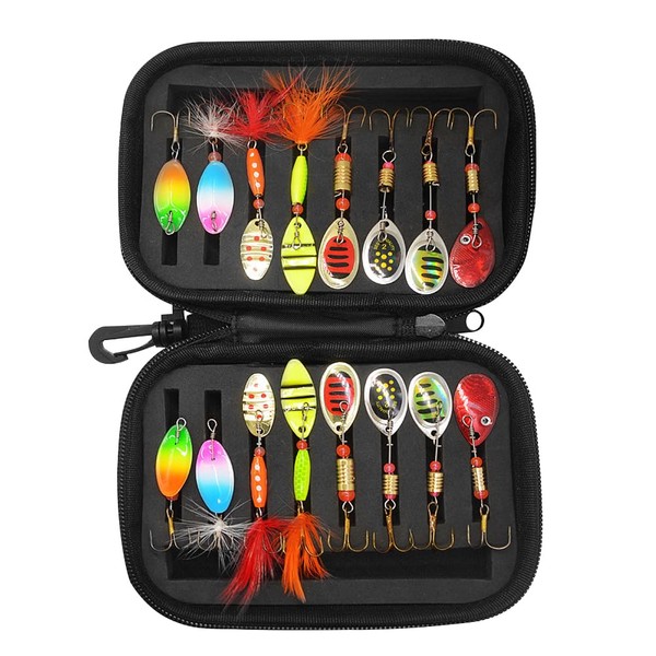 Trout Bait, Trout Spoon, 16 Pieces, Artificial Bait, Spinner, Blinker,