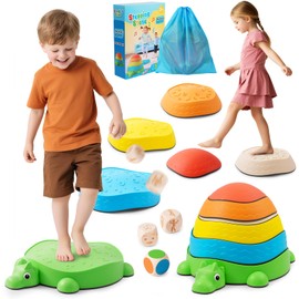 Lullulii 6pcs Stepping Stones for Kids,Toddler Stepping Stones for Balance & Motor Skills -Kids Stepping Stones Indoor & Outdoor Activity Set,Colorful Dinosaurs Sensory Stepping Stones Toy for Ages 3+