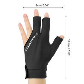 PATIKIL 3 Finger Pool Glove Left Hand, Billiard Gloves Pool Cue Accessories for Shooter Carom Pool Snooker Cue Sport, Black