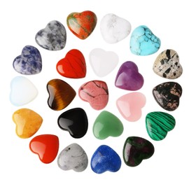UICCVOKK 22 Pcs Heart Stones,Crystals and Gemstones,Love Heart Natural Stones,Natural Heart-Shaped Rocks,Love-Shaped Stone for Stress Relief Reiki Chakra Healing,Meditation,Balancing Yoga