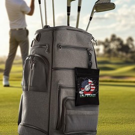 Rchsomd American Flag Golf Ball Print 4th of July Decorations Ziper Ball Bag Patriotic Golf Accessory Bag for Men and Women with with Zippered Pocket Golf Tee Pouch