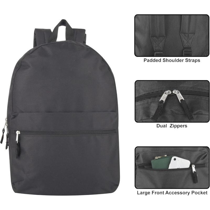 Classic 17 Inch Backpack with Adjustable Padded Shoulder Straps -