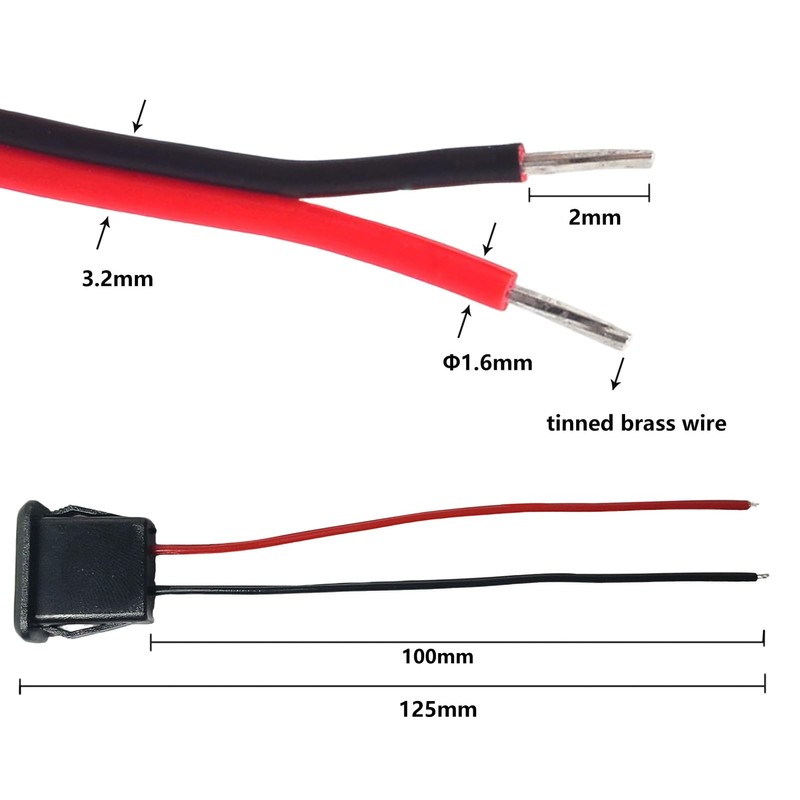 Typheoniks 2Pin USB 2.0 USB Female Pigtail Cable Power Jack