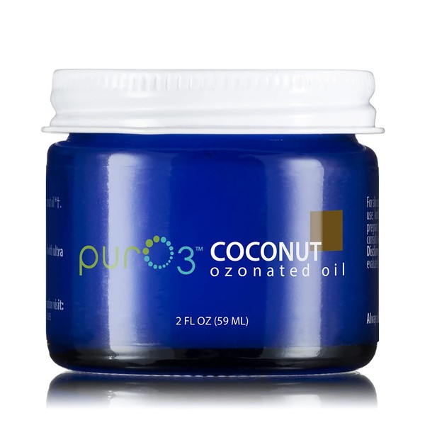 Pur O3 Ozonated Coconut Oil - 2 oz - Glass Jars - Vegan - Homeopathic - Holistic Skincare - Nourishes - Moisturizes - Sensitive Skin