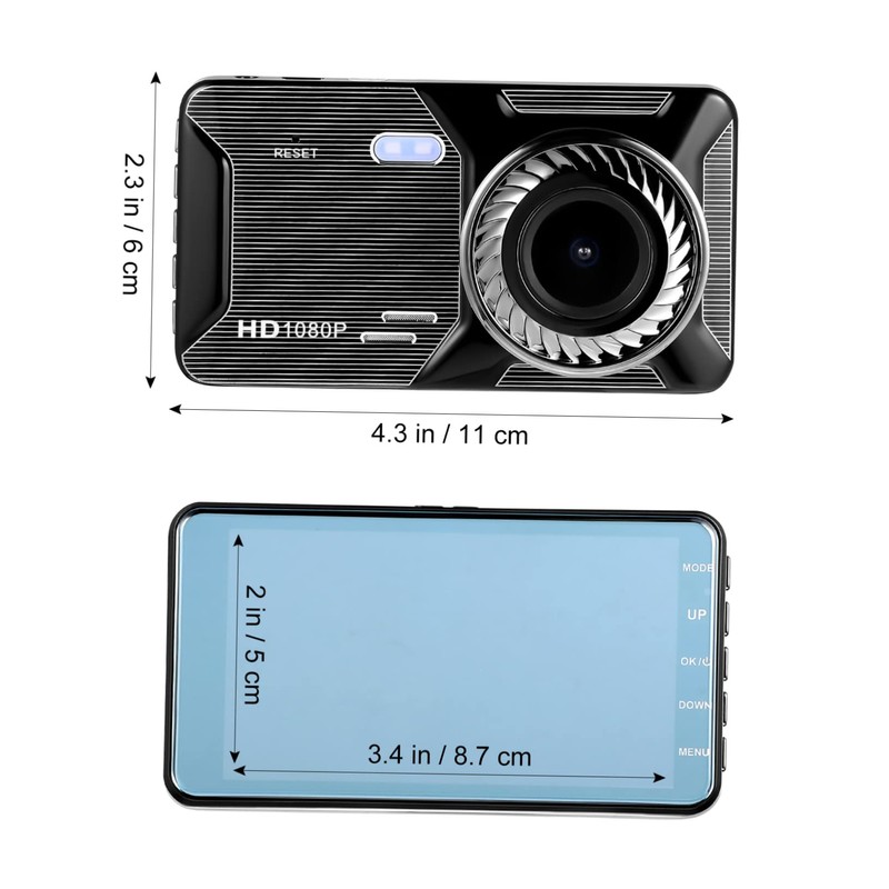 Tofficu Touch Screen Dual Lens Car Dash Cam Front and