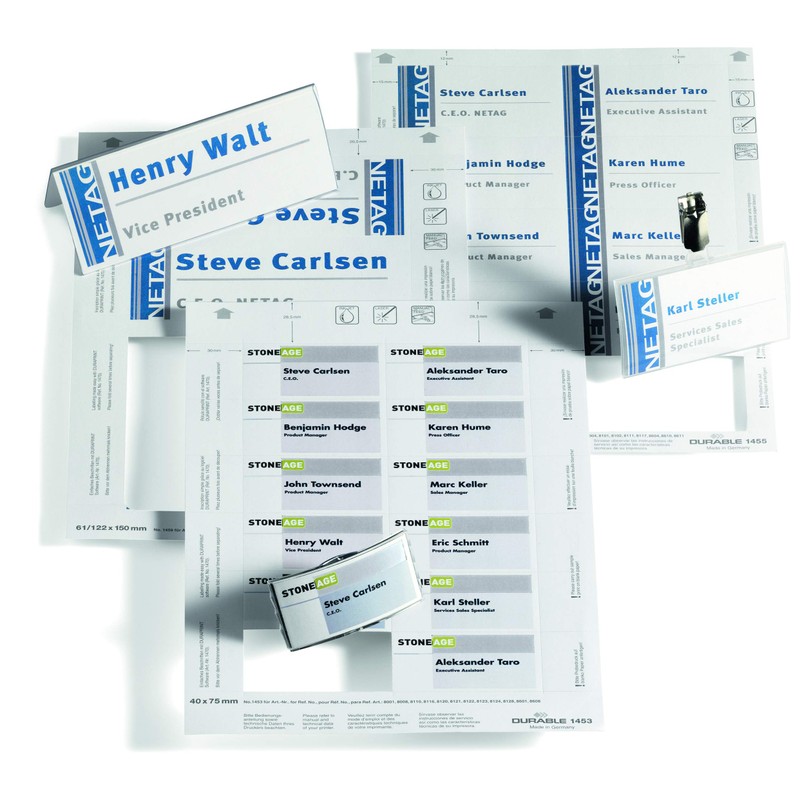 Durable Einsteckschilder Badgemaker, 280 Schilder, 34 x 74 mm, weiß,