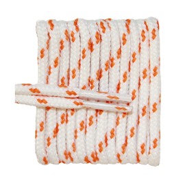 FootGalaxy Round Laces for Boots and Shoes, 36, White with Orange Chip