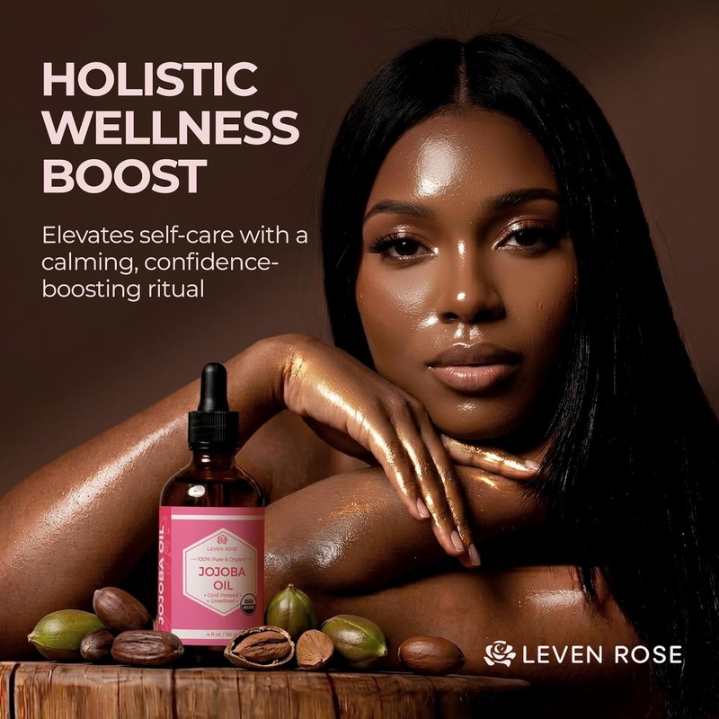 Leven Rose Jojoba Oil Organic Pure Cold Pressed Carrier Natural