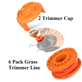 Worx Replacement Trimmer Line - 0.065 Edger Spool for Electric String Trimmers, Weed Eater String, 6Pcs