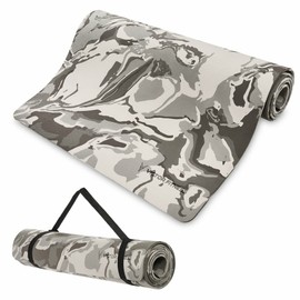 Anti-Slip High-End Thick and Durable TPE Yoga Mat with Travel Straps Included - Gray Camouflage + Waist Trimmer (X-Large, Gray)